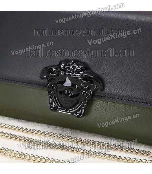 Versace Palazzo Empire Original Calfskin Leather Tote Bag Black&Dark Green-3
