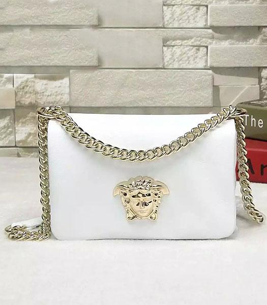 Versace Palazzo White Original Calfskin Leather Golden Chain Bag