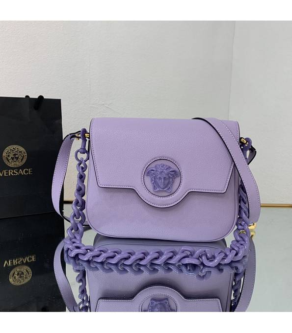 Versace Purple Original Leather La Medusa Medium Shoulder Bag