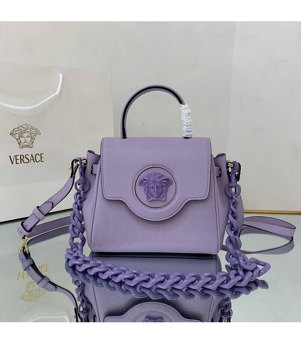 Versace Purple Original Leather La Medusa Small Handbag-5