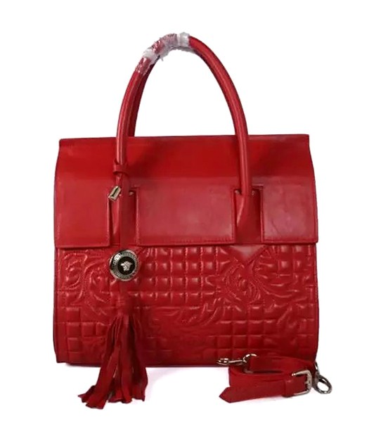Versace The Newest Embroidered Top Handle Bag 2856 In Red