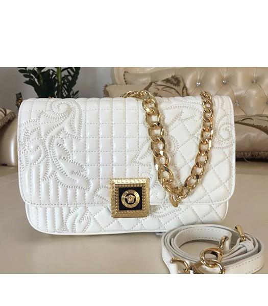 Versace Top-quality Embroidered Lambskin Shoulder Bag 9601 White