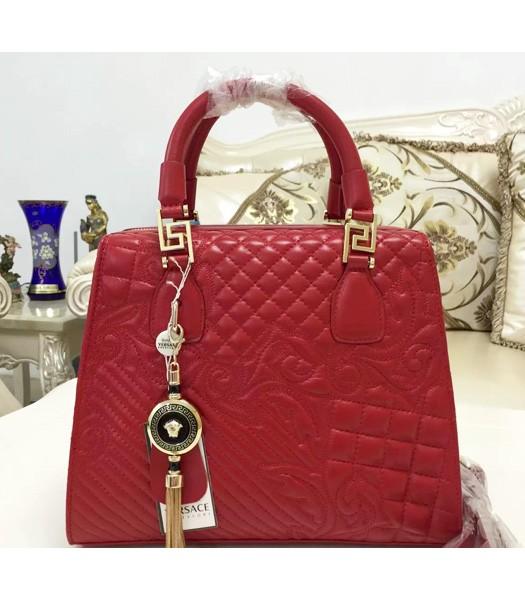 Versace Top-quality Lambskin Leather Tote Bag 2018 In Red