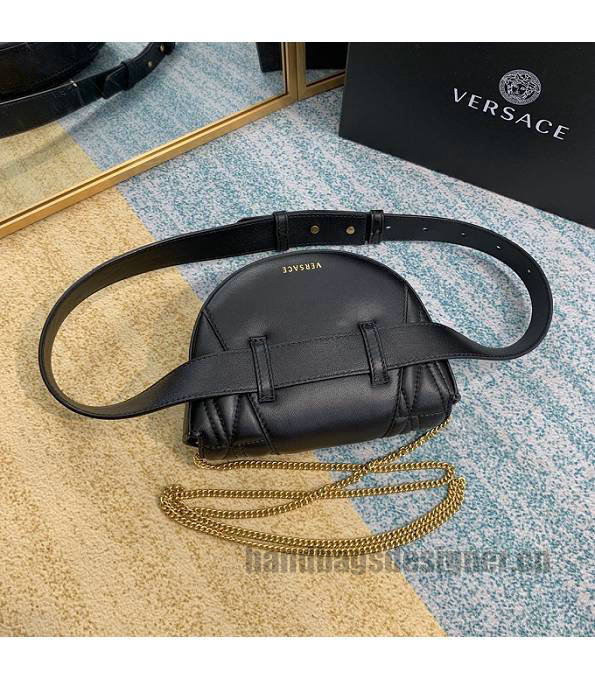 Versace Virtus Black Original Quilted Leather Golden Metal Belt Bag-2