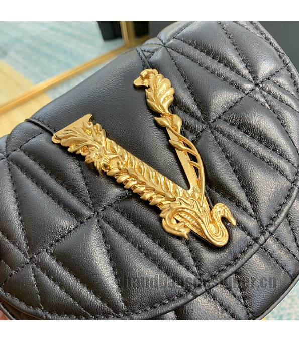 Versace Virtus Black Original Quilted Leather Golden Metal Belt Bag-4