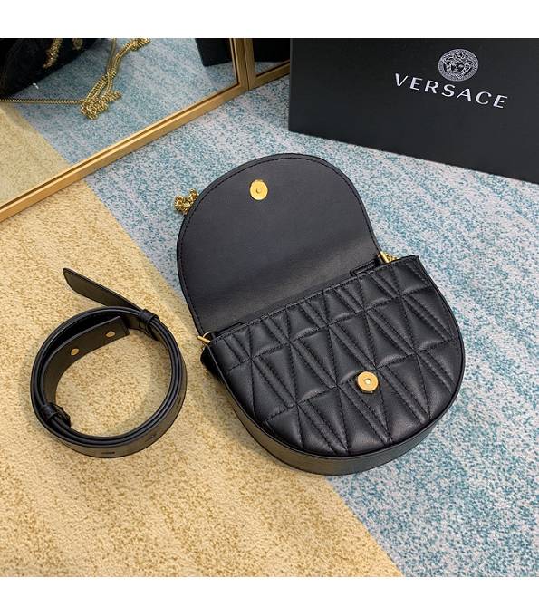 Versace Virtus Black Original Quilted Leather Golden Metal Belt Bag-6