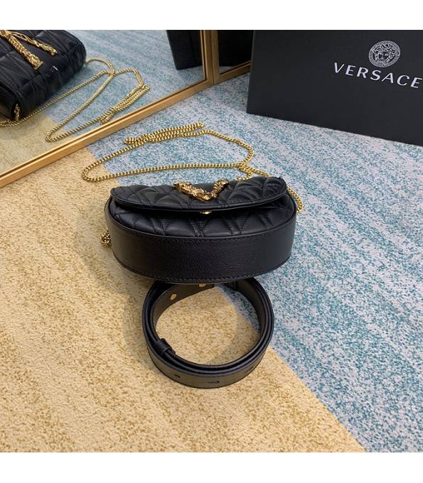 Versace Virtus Black Original Quilted Leather Golden Metal Belt Bag-8