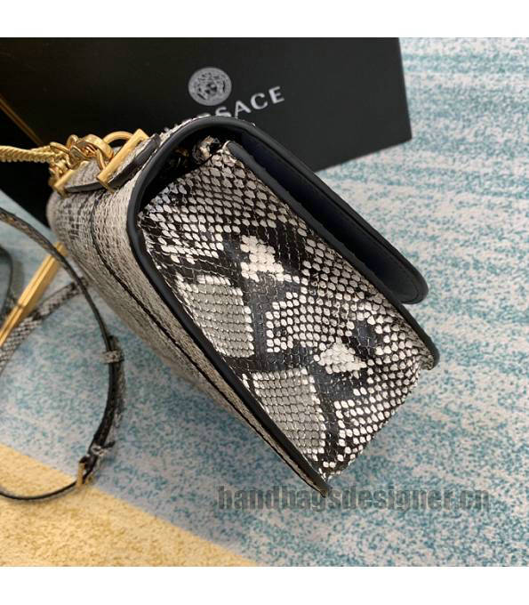 Versace Virtus Grey Original Python Veins Leather Golden Metal Shoulder Bag-4