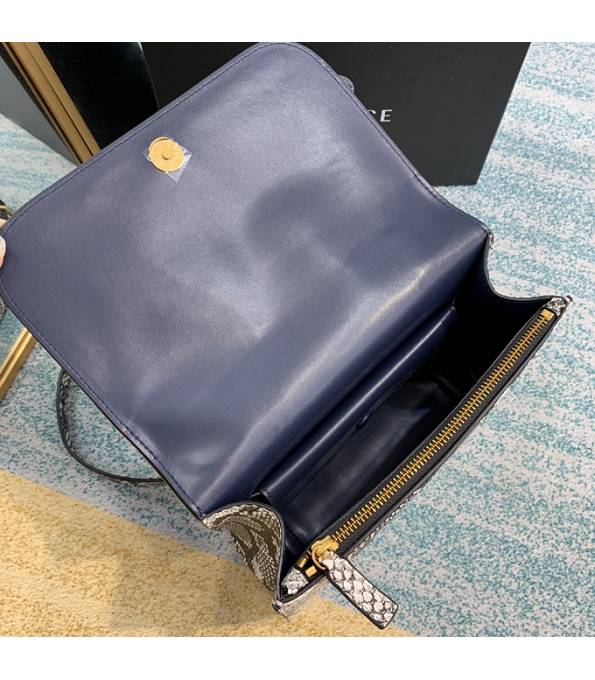 Versace Virtus Grey Original Python Veins Leather Golden Metal Shoulder Bag-6