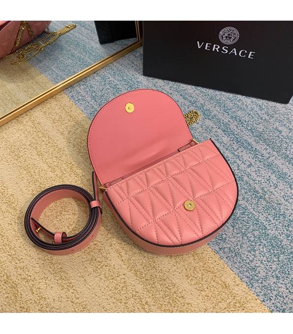 Versace Virtus Pink Original Quilted Leather Golden Metal Belt Bag-6