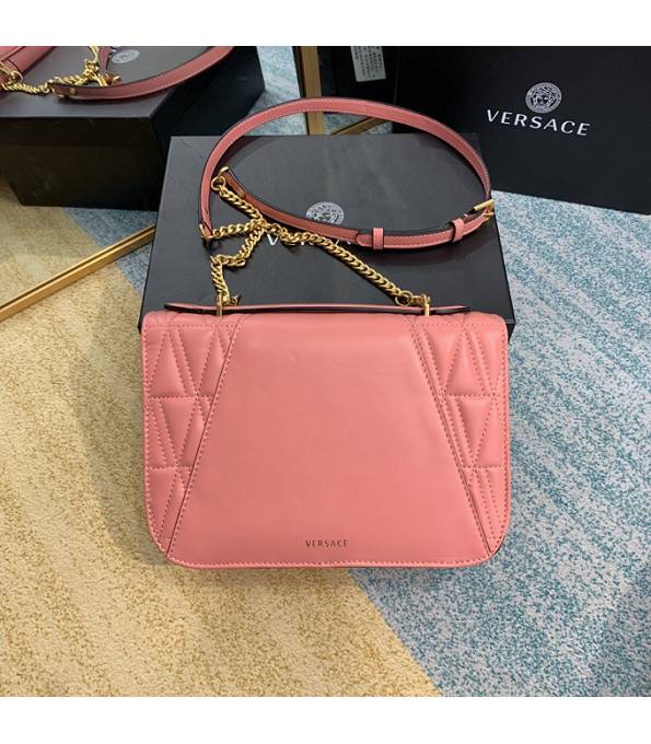 Versace Virtus Pink Original Quilted Leather Golden Metal Shoulder Bag-1