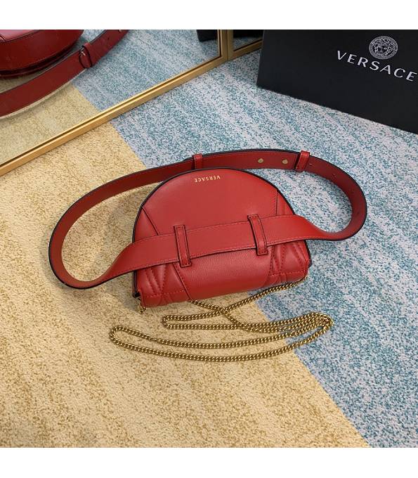 Versace Virtus Red Original Quilted Leather Golden Metal Belt Bag-3