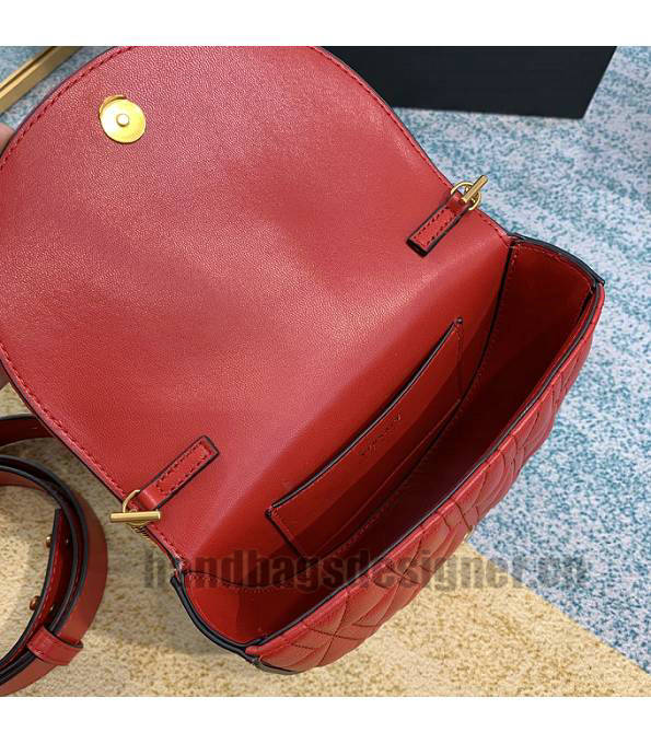 Versace Virtus Red Original Quilted Leather Golden Metal Belt Bag-7
