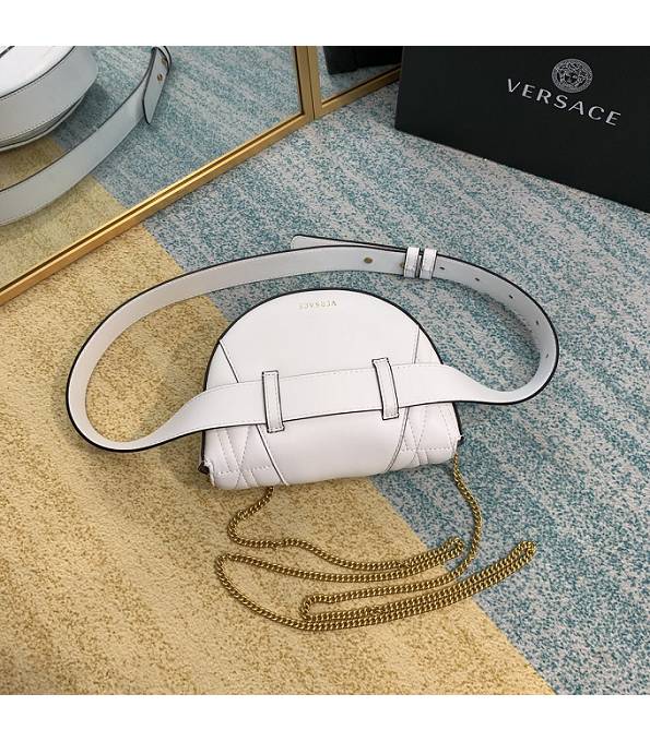 Versace Virtus White Original Quilted Leather Golden Metal Belt Bag-3