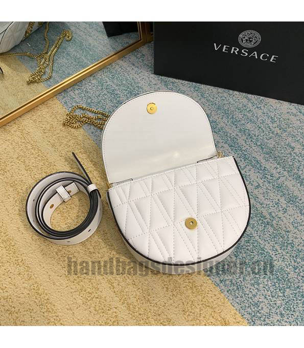 Versace Virtus White Original Quilted Leather Golden Metal Belt Bag-5