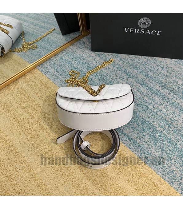 Versace Virtus White Original Quilted Leather Golden Metal Belt Bag-7