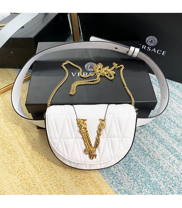 Versace Virtus White Original Quilted Leather Golden Metal Belt Bag