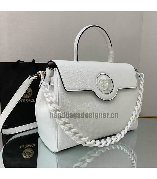 Versace White Original Leather La Medusa Large Handbag-2
