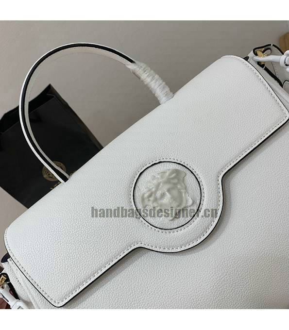 Versace White Original Leather La Medusa Large Handbag-4