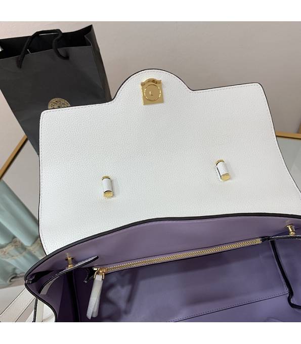 Versace White Original Leather La Medusa Large Handbag-5
