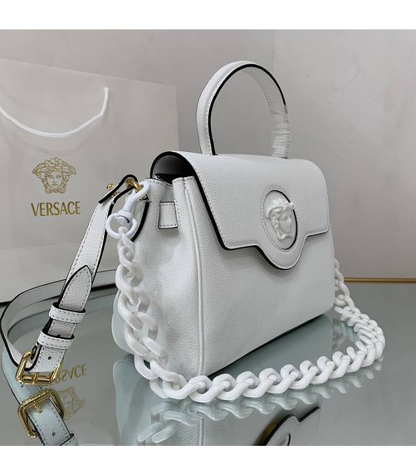 Versace White Original Leather La Medusa Medium Handbag-3
