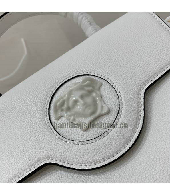 Versace White Original Leather La Medusa Medium Handbag-4