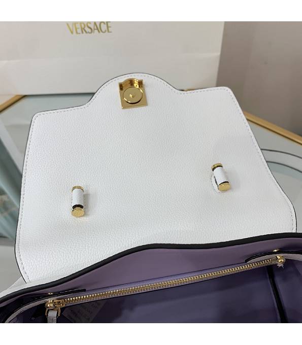 Versace White Original Leather La Medusa Medium Handbag-5