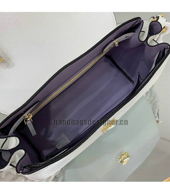 Versace White Original Leather La Medusa Medium Handbag-6