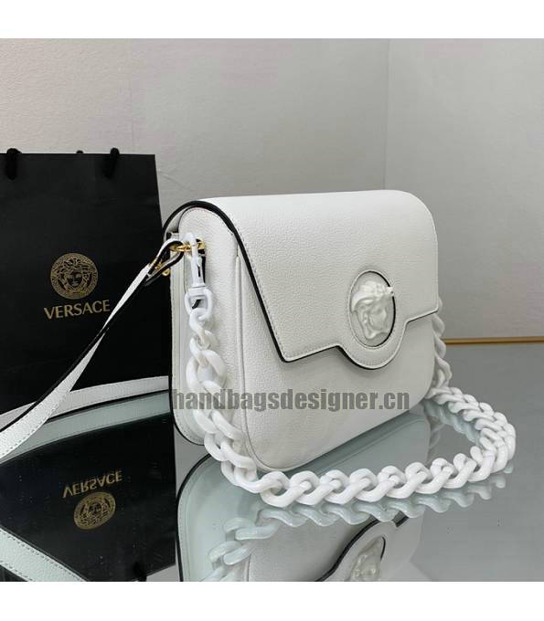 Versace White Original Leather La Medusa Medium Shoulder Bag-2