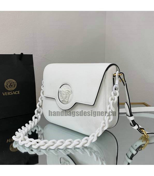 Versace White Original Leather La Medusa Medium Shoulder Bag-3