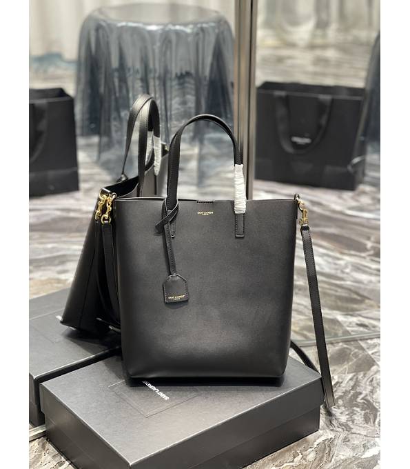 YSL Black Original Calfskin Leather 25cm Shopping Tote Bag