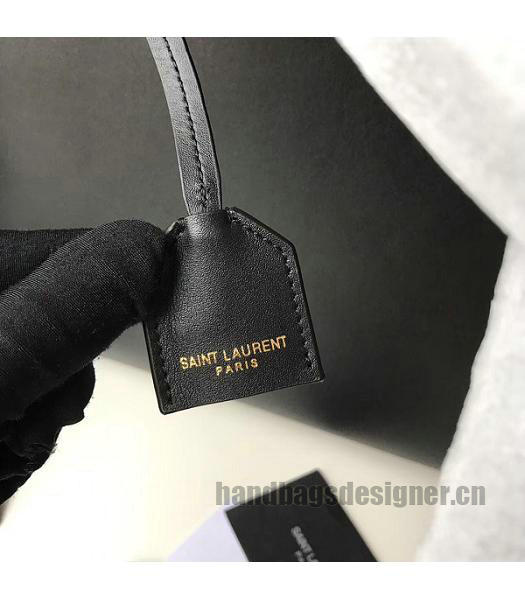 YSL Black Original Grain Veins Leather Large Shopping Bag-2