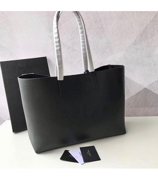 YSL Black Original Grain Veins Leather Large Shopping Bag-6