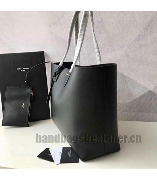 YSL Black Original Grain Veins Leather Large Shopping Bag-7