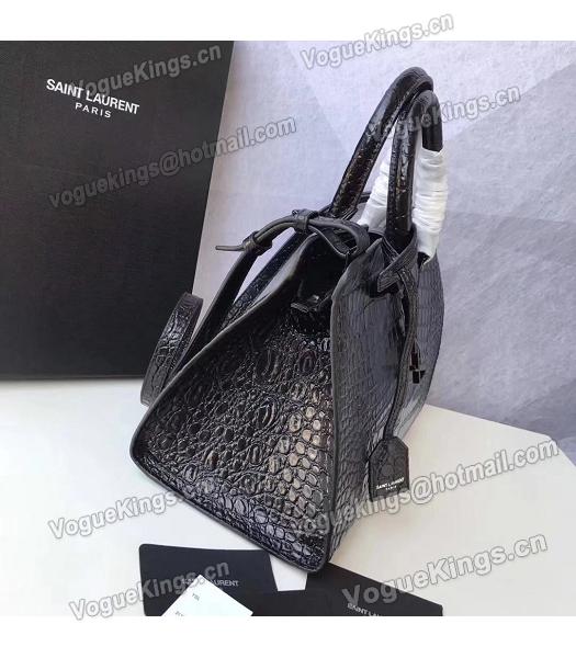YSL Cabas Black Origianl Crco Veins Leather Black Metal 30cm Tote Bag-2