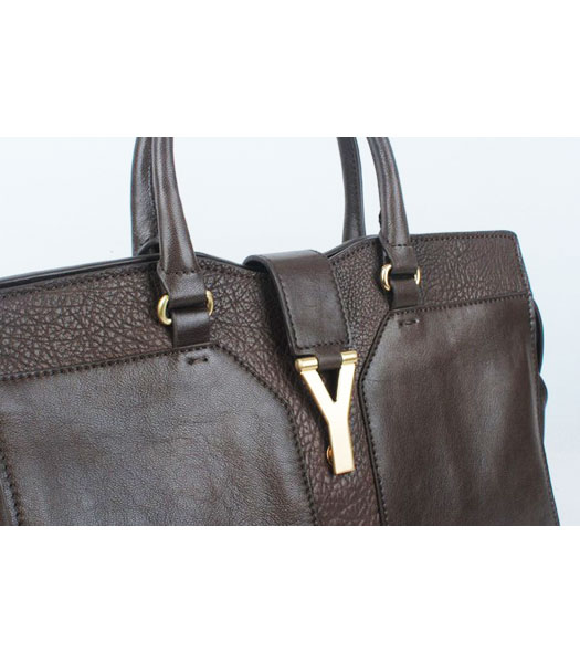 YSL Cabas Chyc in Dark Coffee Classic and Textured Leather-6