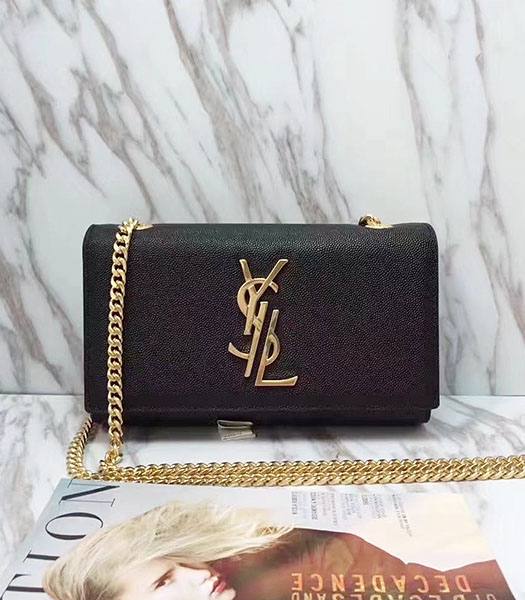 YSL Gourmette Black Caviar Leather Golden Chains 20cm Shoulder Bag