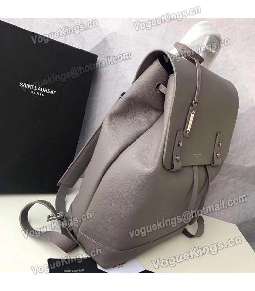 YSL Grey Litchi Veins Calfskin Leather Backpack-1