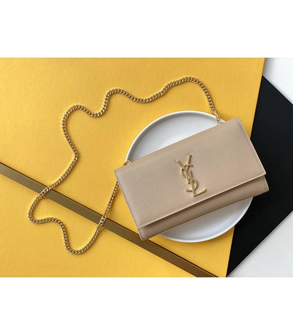 YSL Kate Apricot Original Caviar Veins Leather Golden Chain 24cm Flap Bag