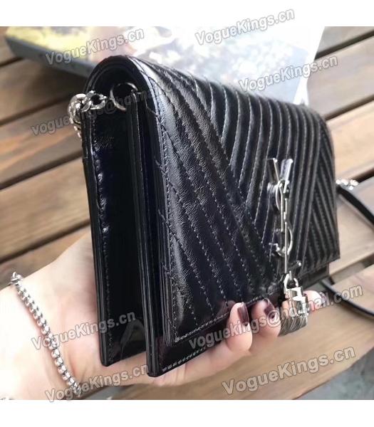 YSL Kate Black Matelasse Oil Wax Leather Tassel 19cm Silver Chains Bag-6