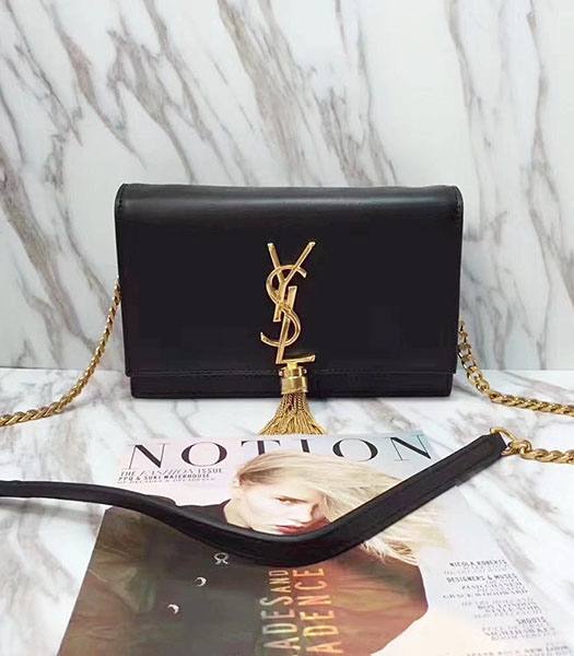 YSL Kate Black Origianl Calfskin Leather Tassel Golden Chains 20cm Handbag
