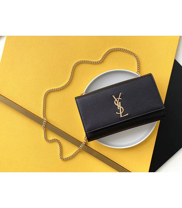 YSL Kate Black Original Caviar Veins Leather Golden Chain 24cm Flap Bag