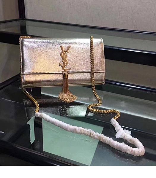YSL Kate Golden Diamond Veins Calfskin Leather With Tassel Golden Chains 24cm Shoulder Bag