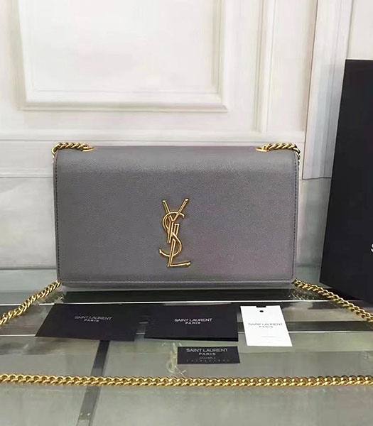 YSL Kate Monogram Grey Caviar Calfskin Leather Golden Chains 24cm Shoulder Bag
