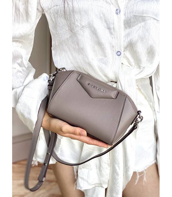 YSL Khaki Original Soft Plain Veins Lambskin Leather Antigona Nano Shoulder Bag