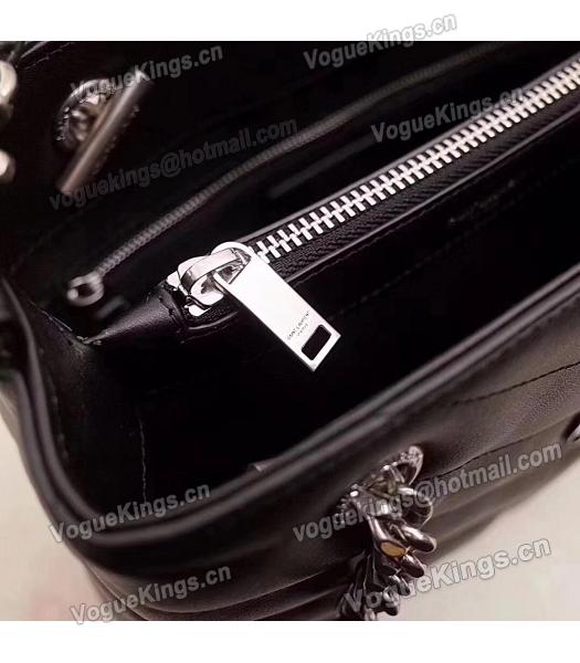 YSL Loulou Black Original Calfskin Leather Silver Metal Tote Shoulder Bag-3