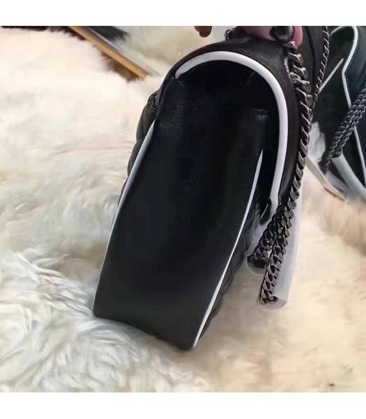 YSL Monogram Black Litchi Veins Matelasse Leather With White Side 31cm Black Chains Bag-1