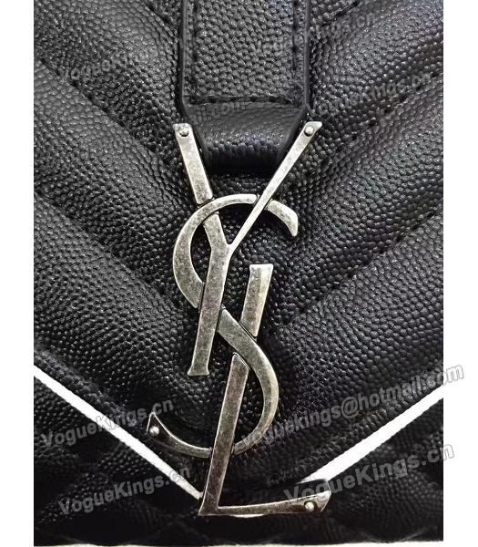 YSL Monogram Black Originsl Caviar Matelasse Leather With White Side 27cm Silver Chains Bag-1