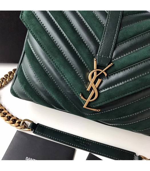 YSL Monogram Green Matelasse Calfskin With Scrub Leather Golden Chains 24cm Top Handle Bag-2