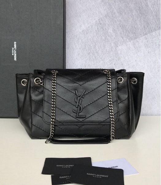 YSL Nolita Black Original Shiny Real Leather Small Shoulder Bag